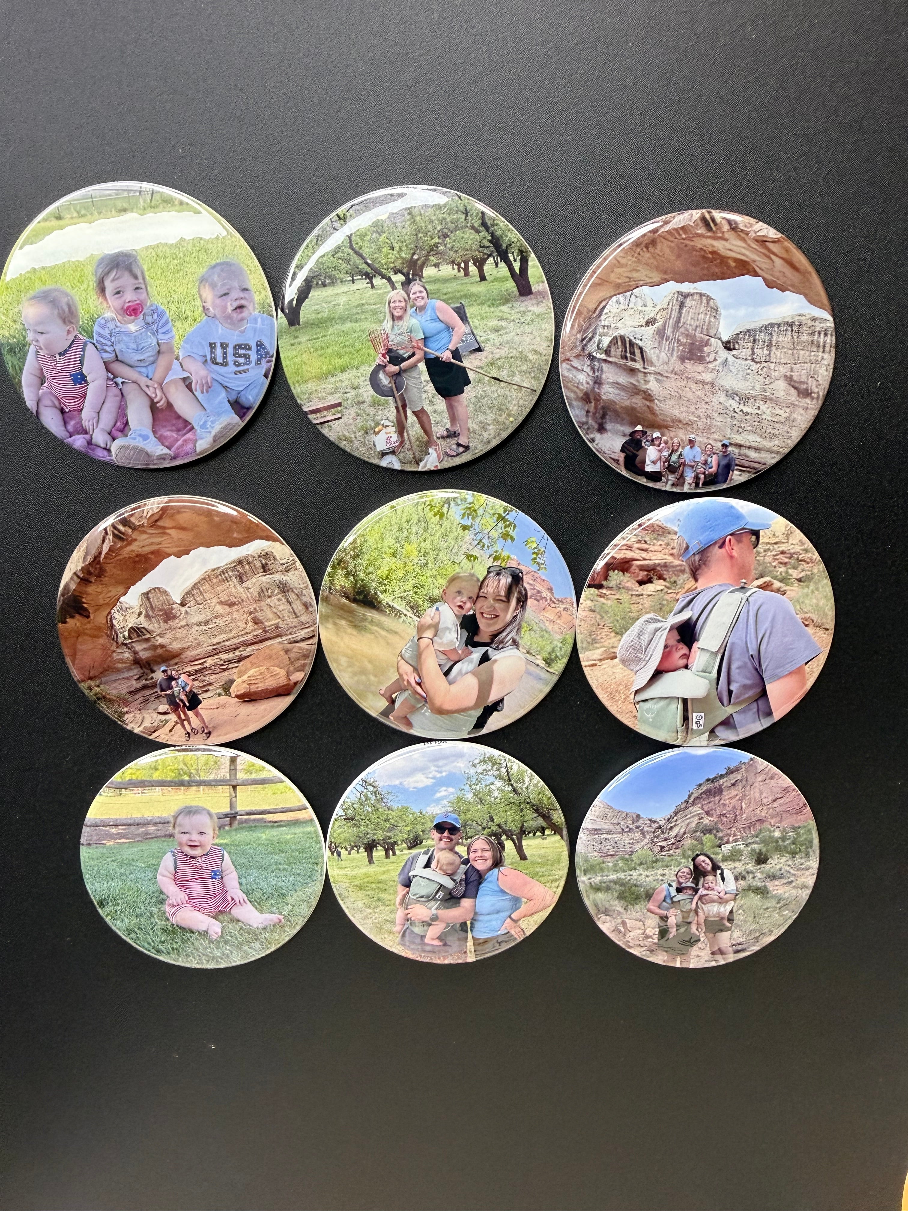Custom Round Photo Magnets – Set of 9